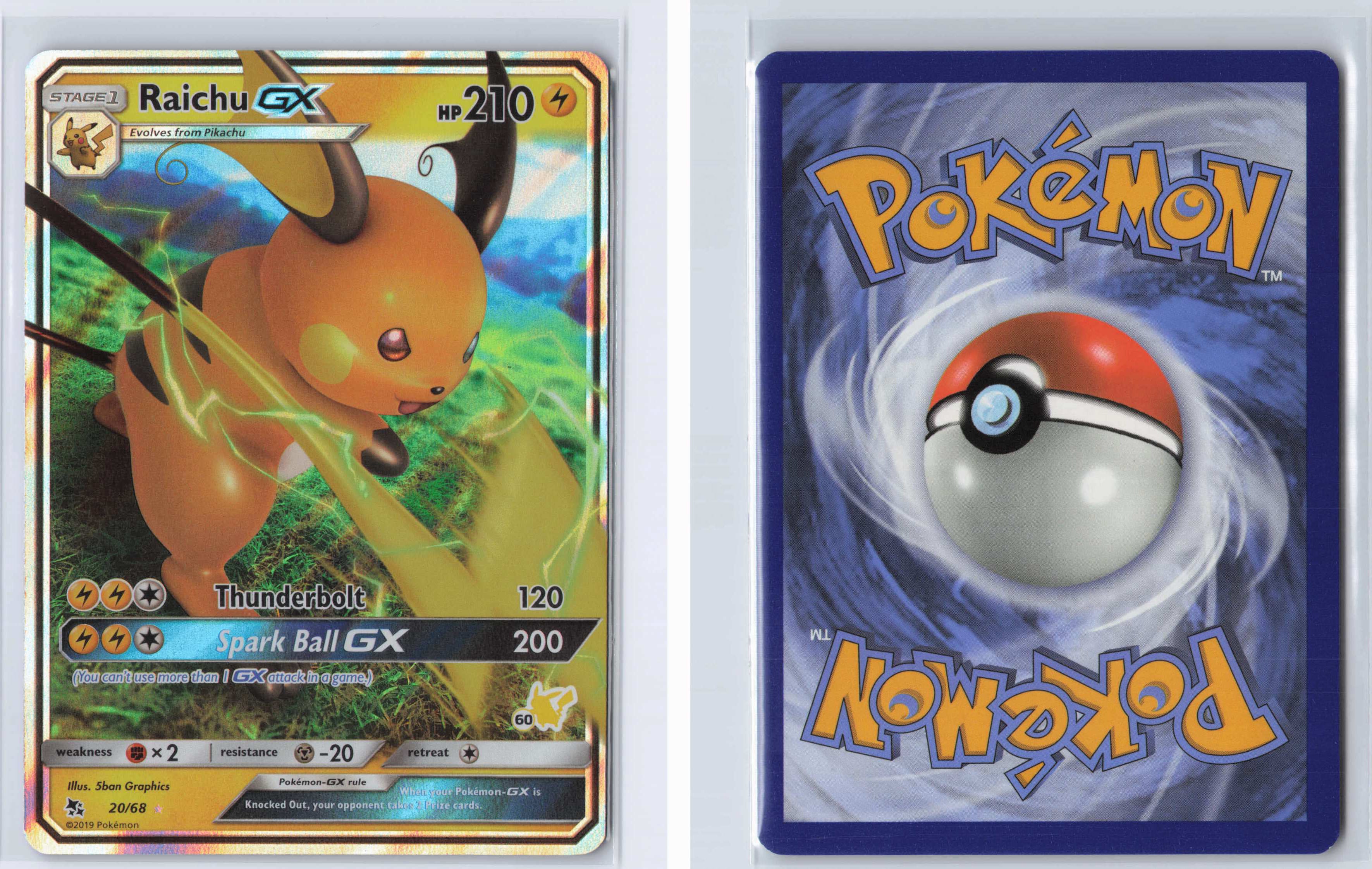 (#020/068) Raichu GX - 20/68 (#60 Pikachu Stamped) [Battle Academy]