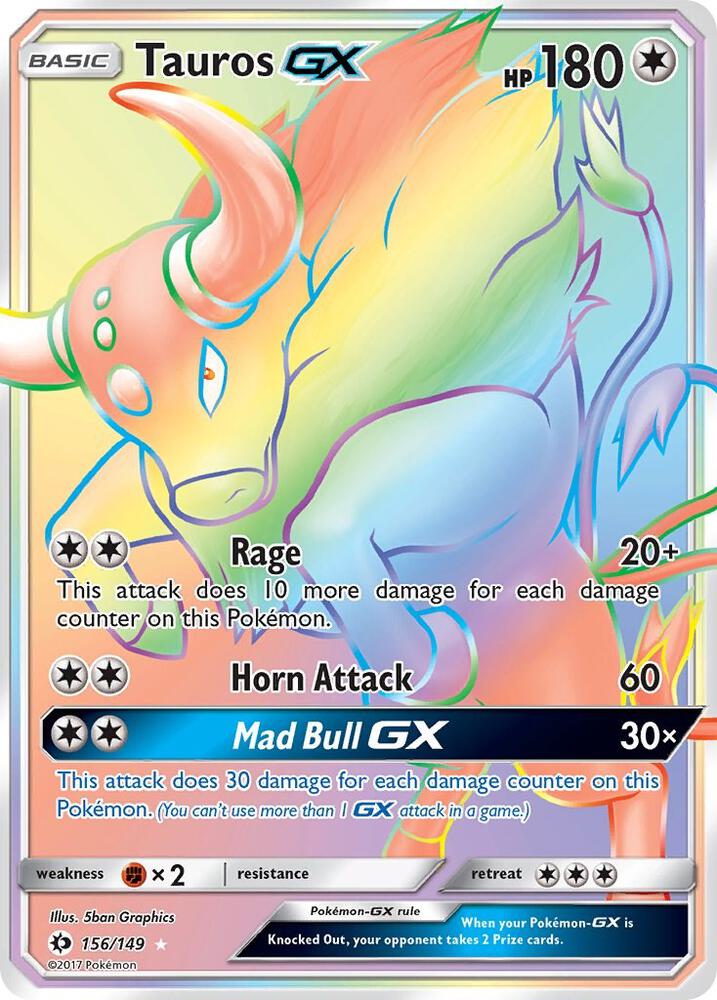 (#156/149) Tauros GX (Secret) [SM Base Set]