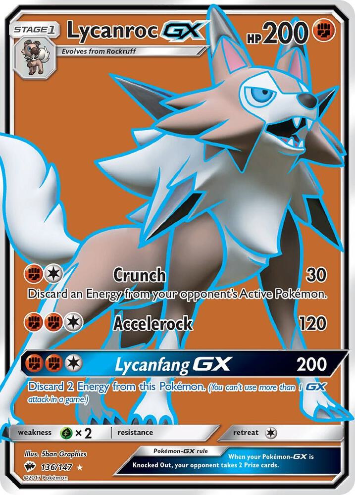 (#136/147) Lycanroc GX (Full Art) [SM - Burning Shadows]