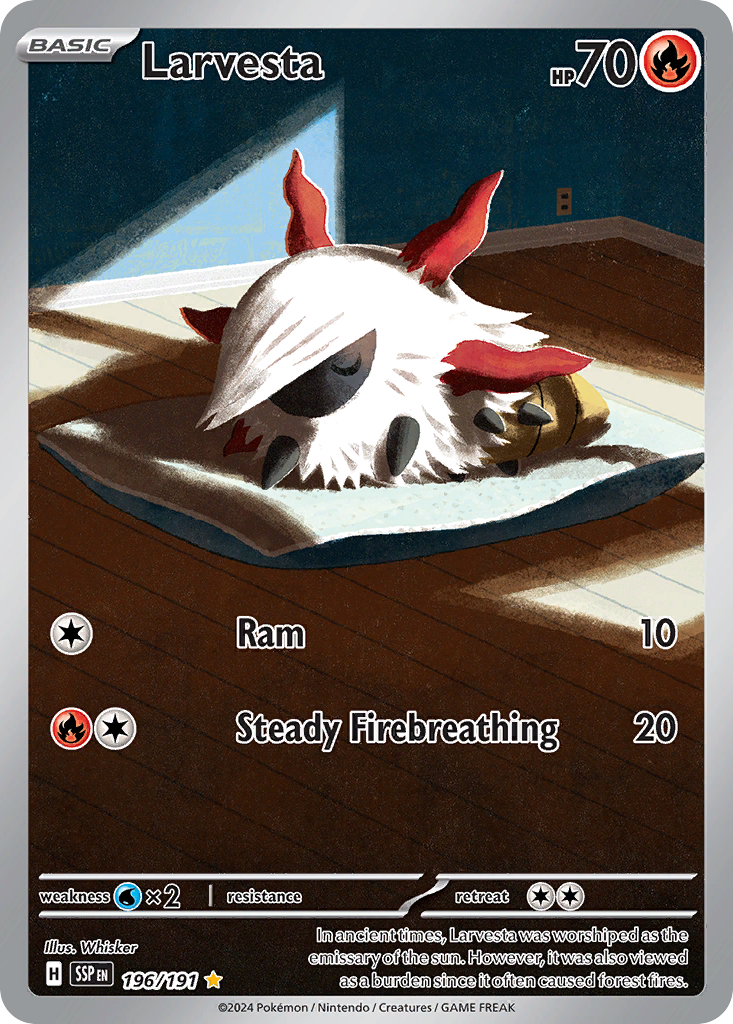(#196/191) Larvesta - Holo [Surging Sparks]