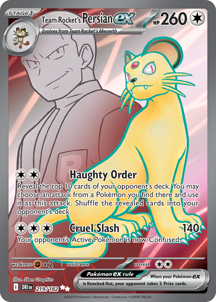(#219/182) Team Rocket's Persian ex - Holo [Destined Rivals]