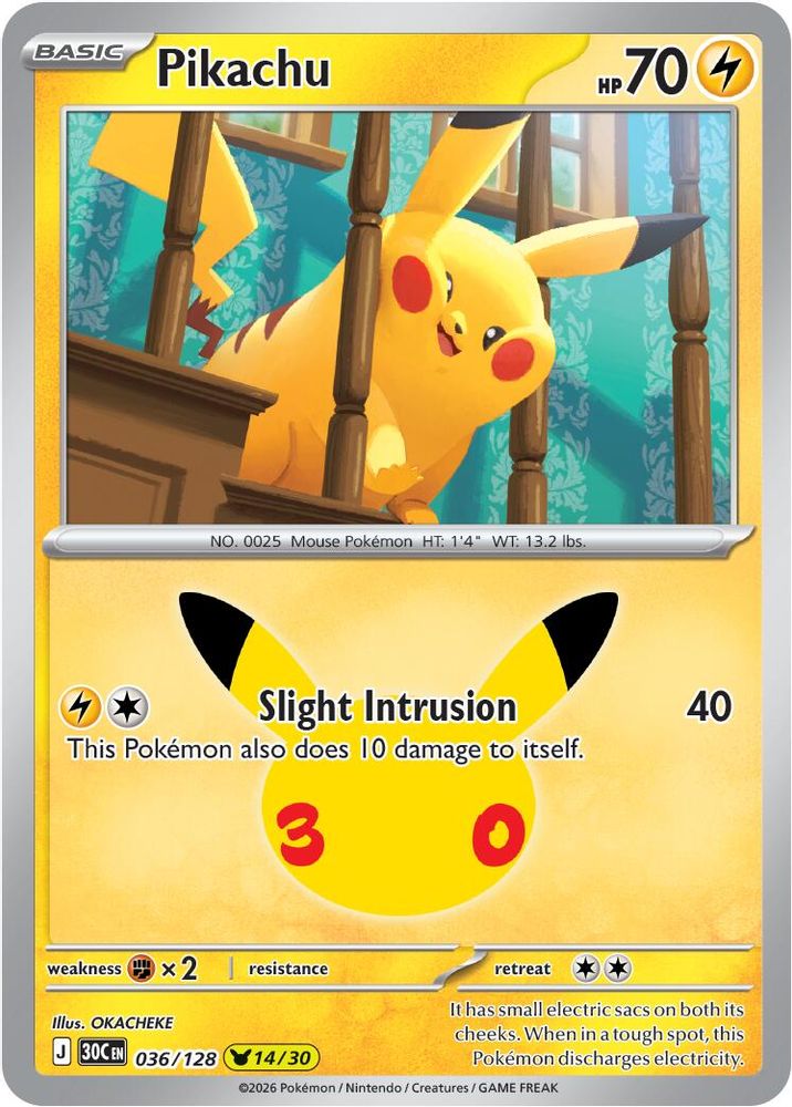 (#036/128) Pikachu - Holo [ME: 30th Celebration]