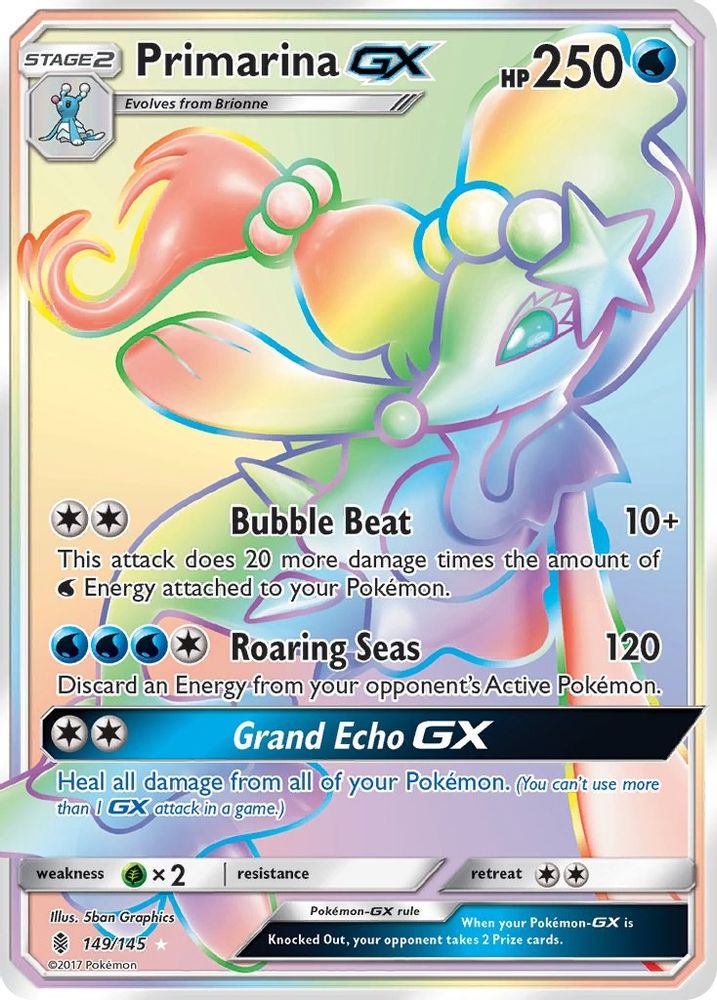 (#149/145) Primarina GX (Secret) - Holo [Guardians Rising]