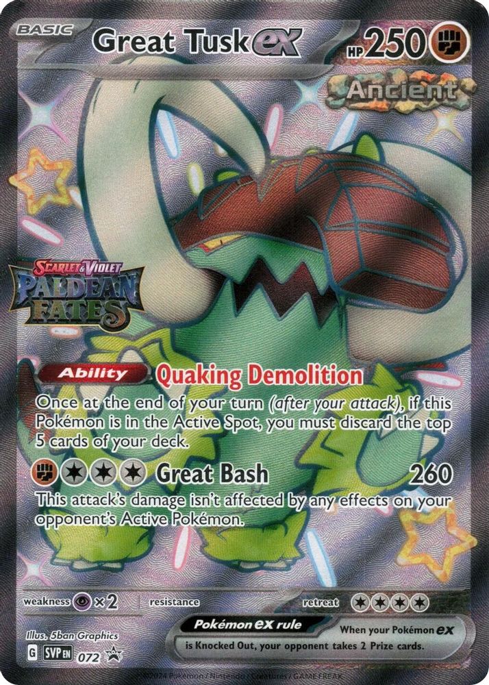 (#072) Great Tusk ex (Paldean Fates Stamped) - Holo [Miscellaneous Cards & Products]