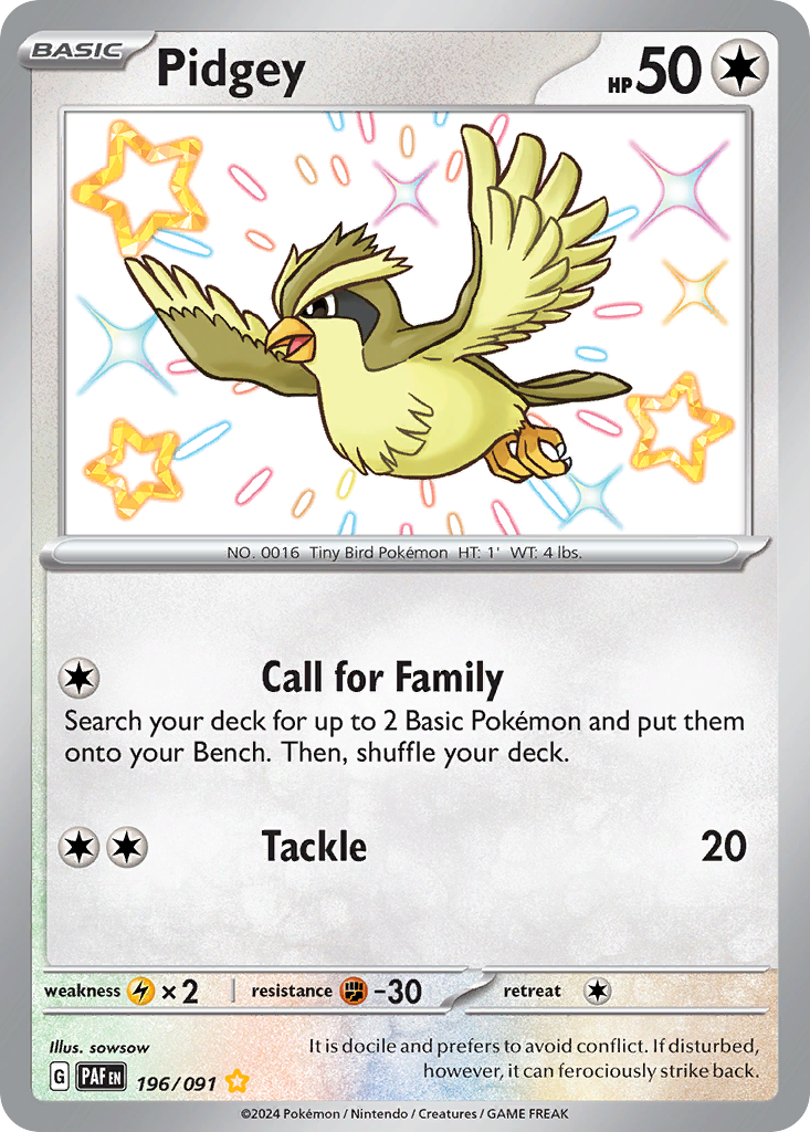 (#196/091) Pidgey - Holo [Paldean Fates]