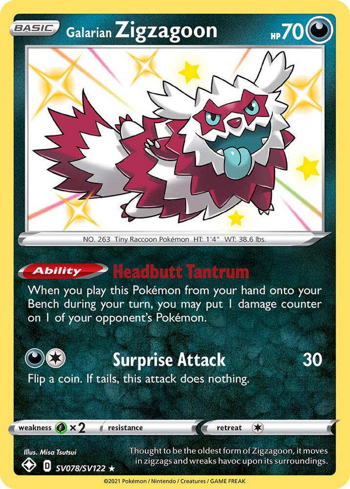 (#SV078/SV122) Galarian Zigzagoon [Shining Fates: Shiny Vault]