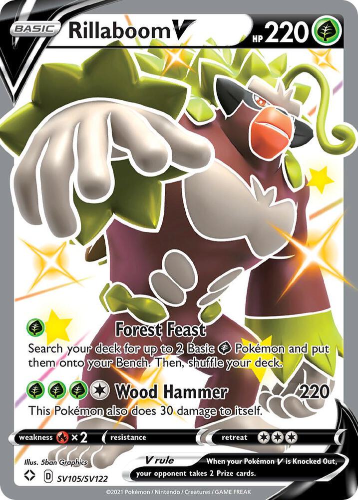 (#SV105/SV122) Rillaboom V [Shining Fates: Shiny Vault]
