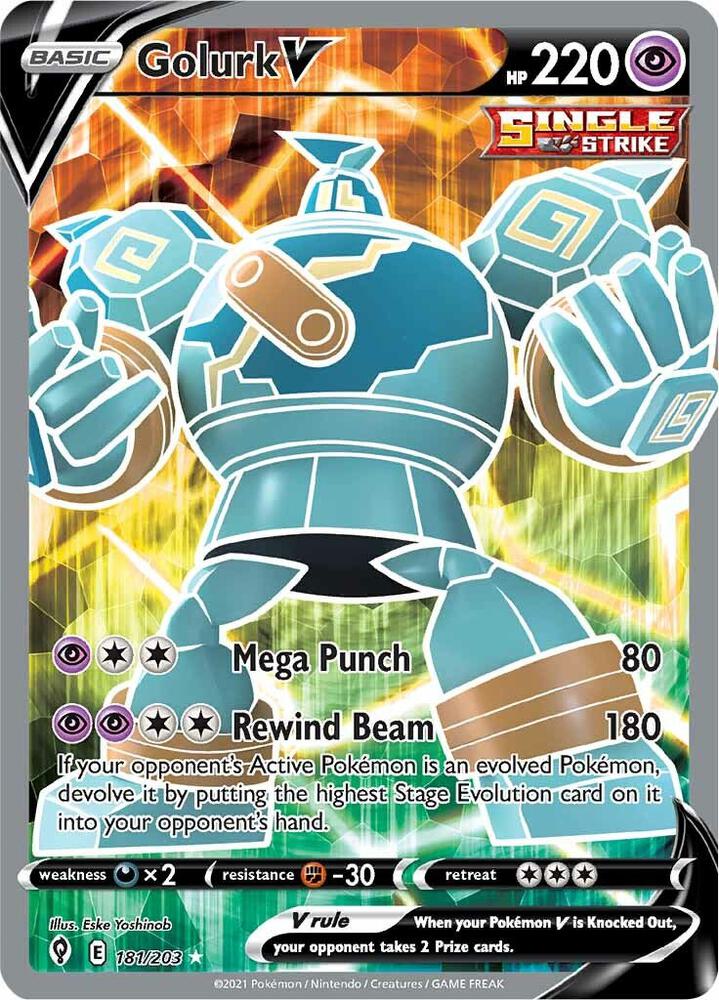 (#181/203) Golurk V (Full Art) [SWSH07: Evolving Skies]