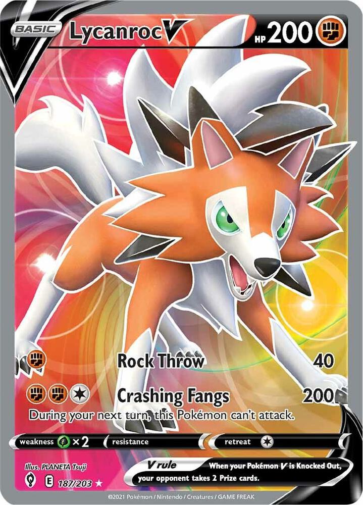(#187/203) Lycanroc V (Full Art) [SWSH07: Evolving Skies]