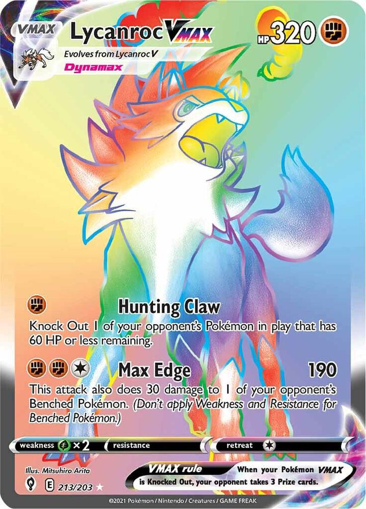 (#213/203) Lycanroc VMAX (Secret) [SWSH07: Evolving Skies]