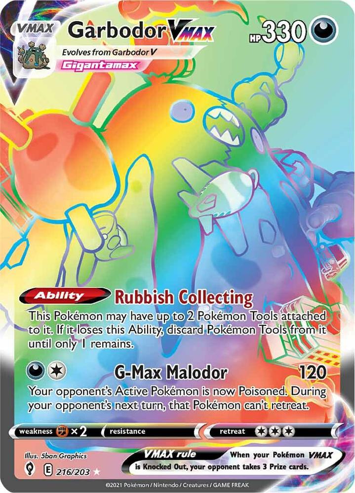 (#216/203) Garbodor VMAX (Secret) [SWSH07: Evolving Skies]