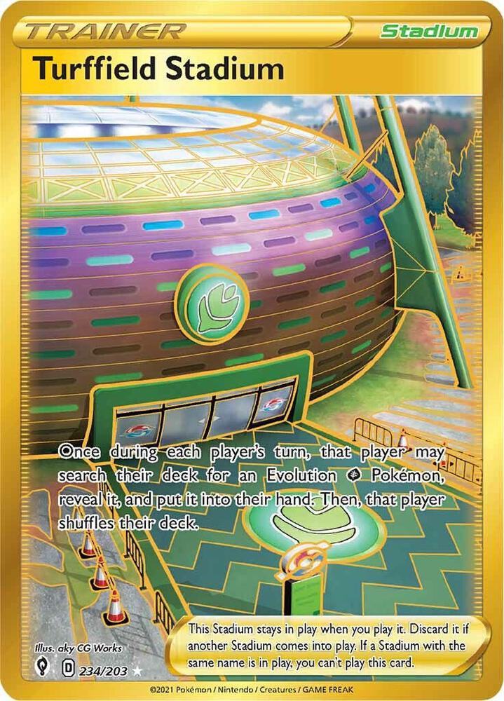 (#234/203) Turffield Stadium (Secret) [SWSH07: Evolving Skies]