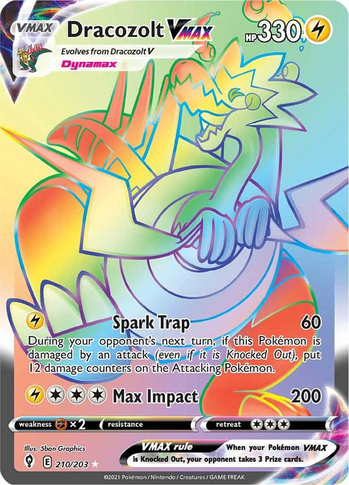 (#210/203) Dracozolt VMAX (Secret) [SWSH07: Evolving Skies]