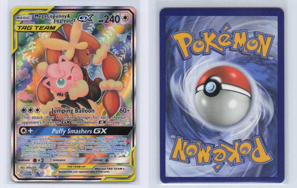 (#226/236) Mega Lopunny & Jigglypuff GX - Holo [Cosmic Eclipse]