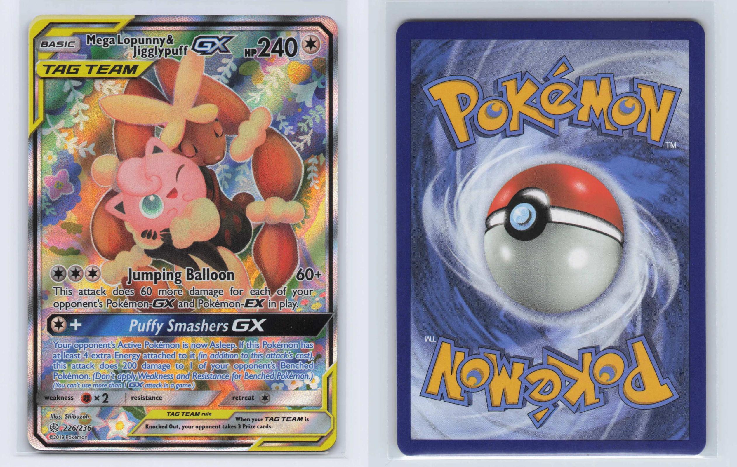 (#226/236) Mega Lopunny & Jigglypuff GX - Holo [Cosmic Eclipse]