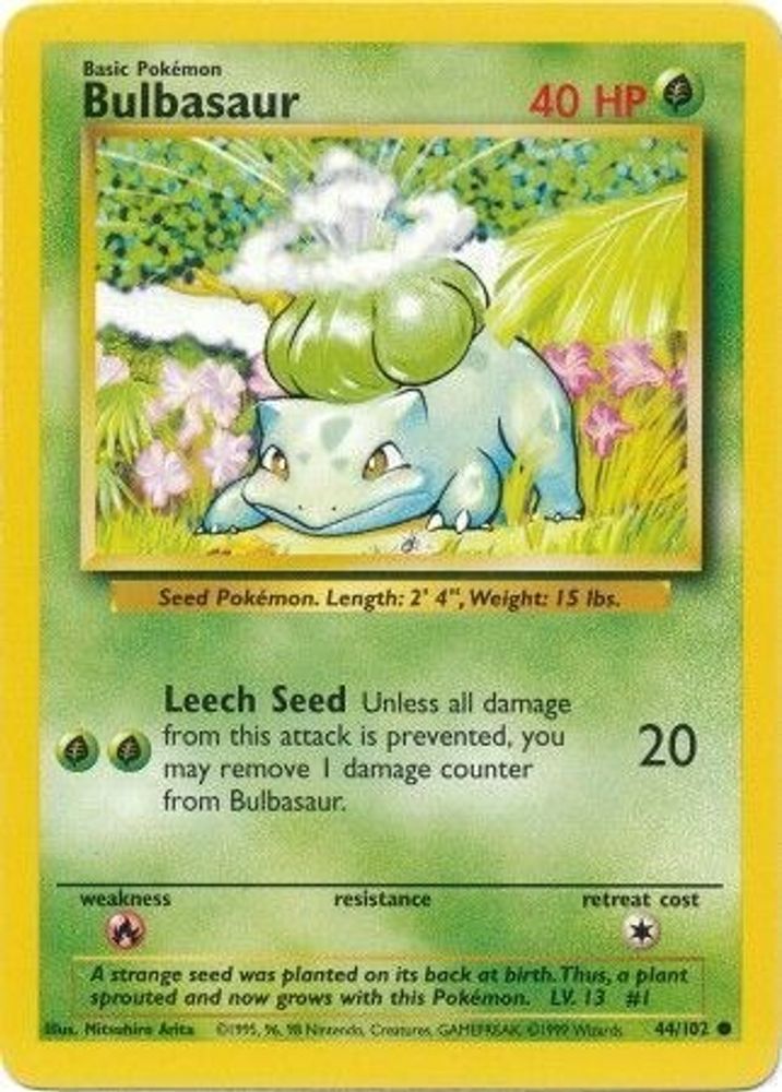 (#44/102) Bulbasaur - Normal [Base Set Unlimited]