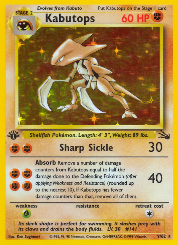 (#9/62) Kabutops - Unlimited Holo [Fossil]