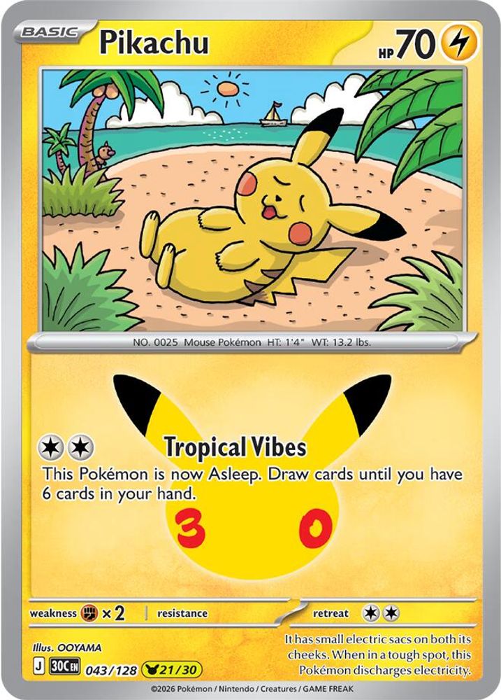 (#043/128) Pikachu - Holo [ME: 30th Celebration]