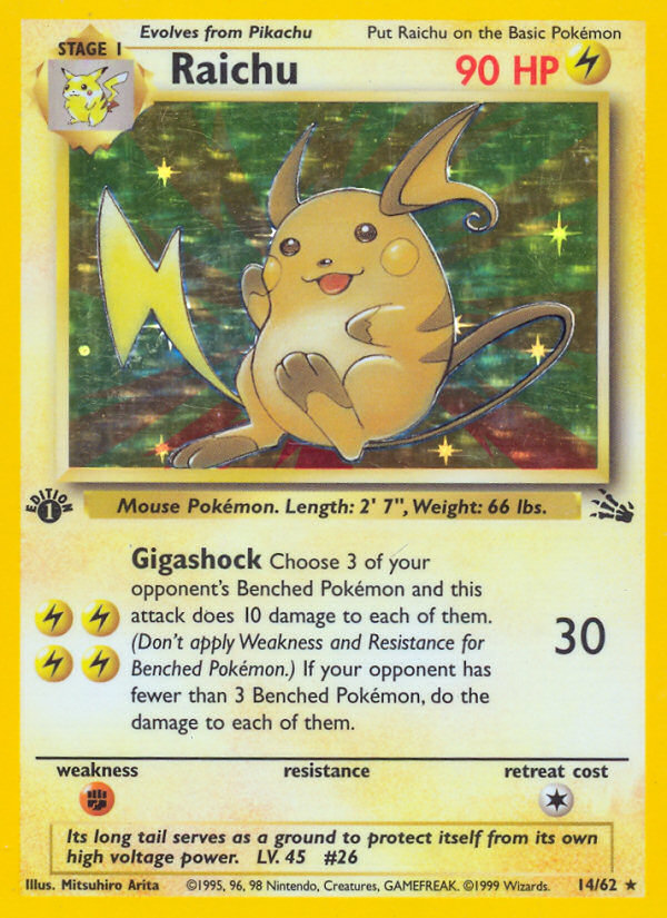 (#14/62) Raichu - Unlimited Holo [Fossil]
