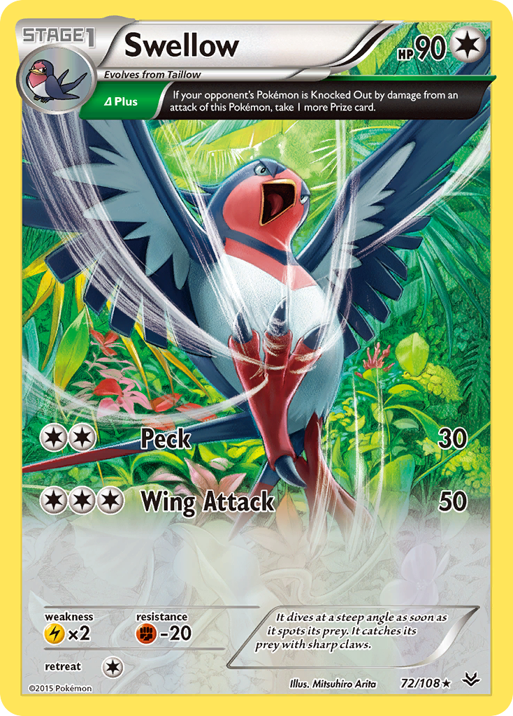 (#72/108) Swellow - Holo [Roaring Skies]