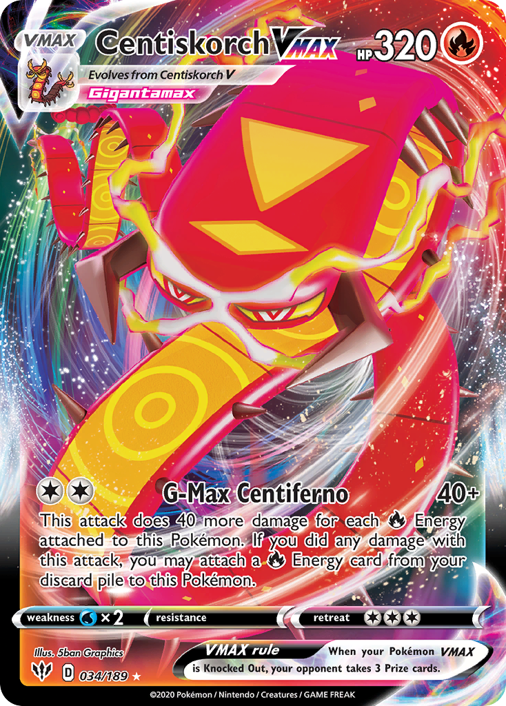 (#034/189) Centiskorch VMAX - Holo [Darkness Ablaze]