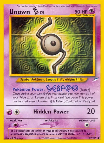 (#87/105) Unown [S] - Unlimited [Neo Destiny]