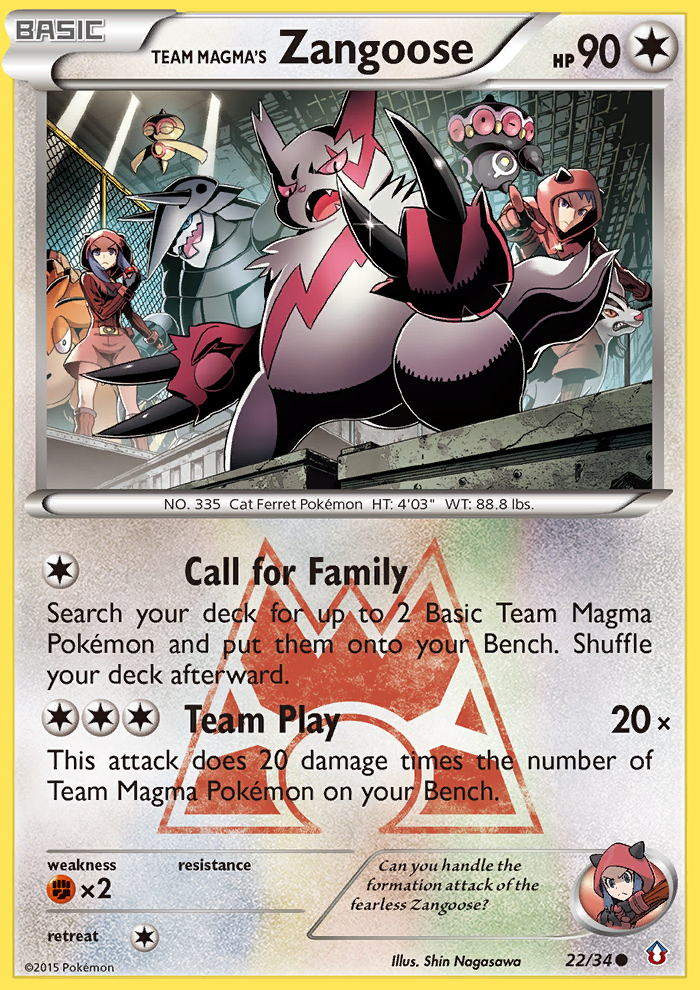(#22/34) Team Magma's Zangoose - Reverse Holo [Double Crisis]