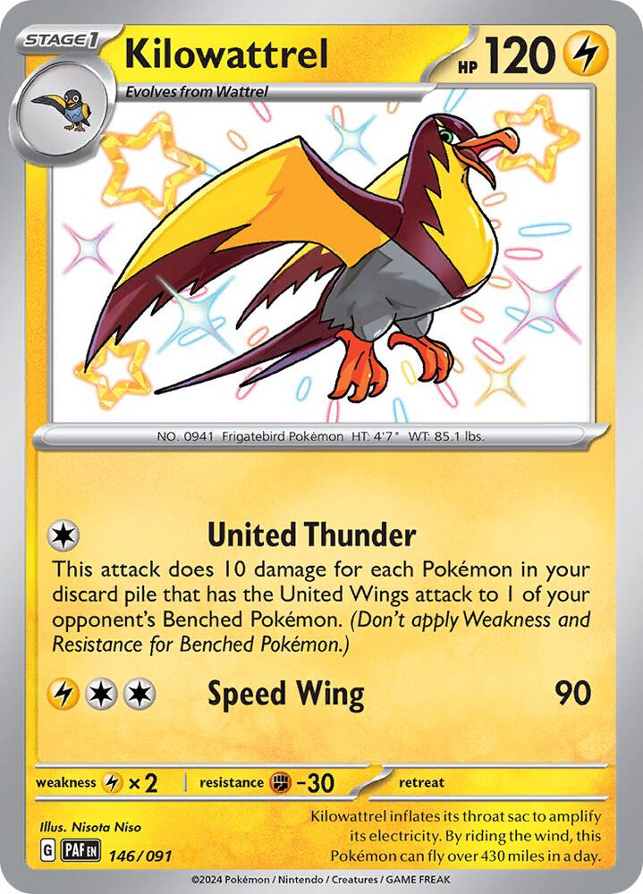 (#146/091) Kilowattrel - [SV: Paldean Fates]