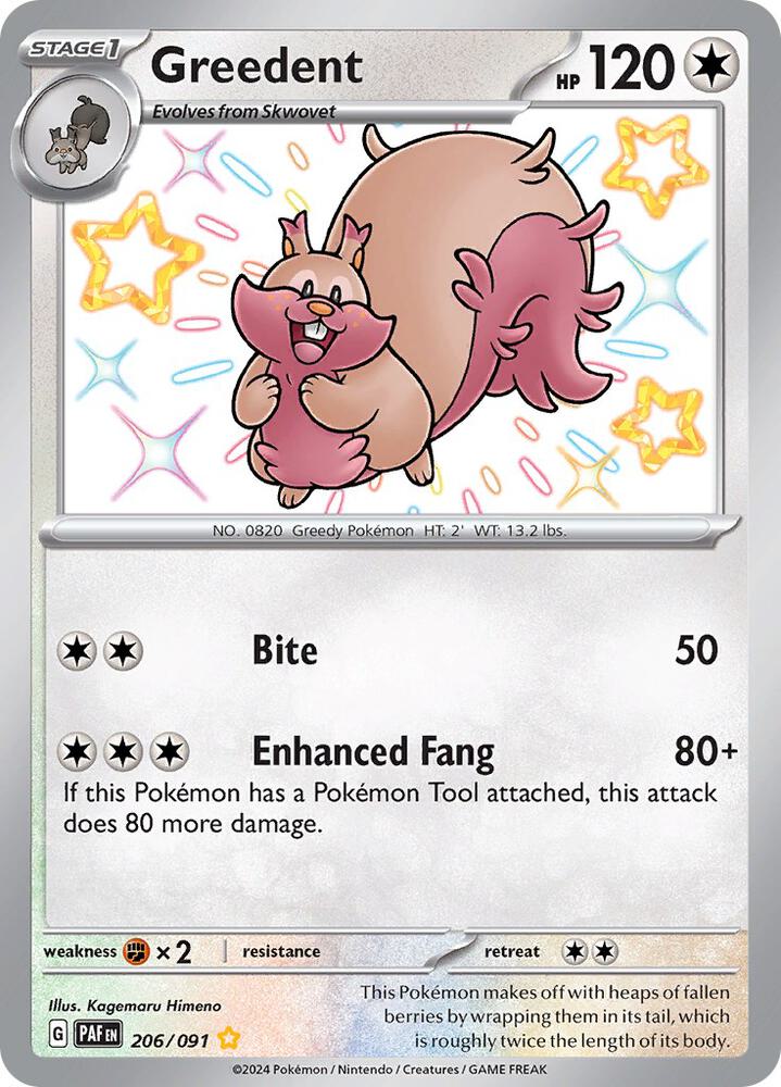 (#206/091) Greedent [SV: Paldean Fates]