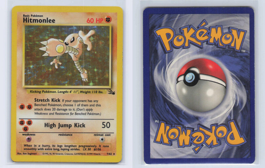 (#7/62) Hitmonlee - Unlimited Holo [Fossil]