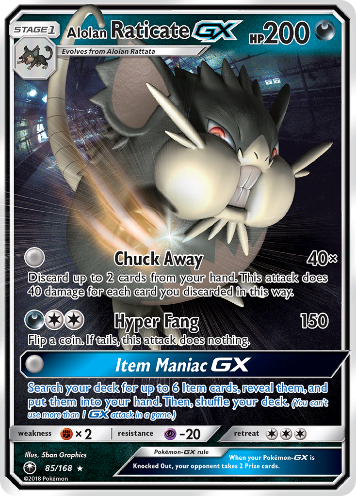 (#85/168) Alolan Raticate GX - Holo [Celestial Storm]