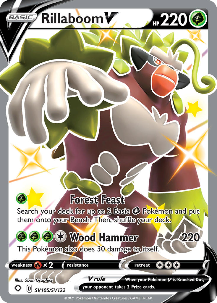 (#SV105/SV122) Rillaboom V - Holo [Shining Fates Shiny Vault]