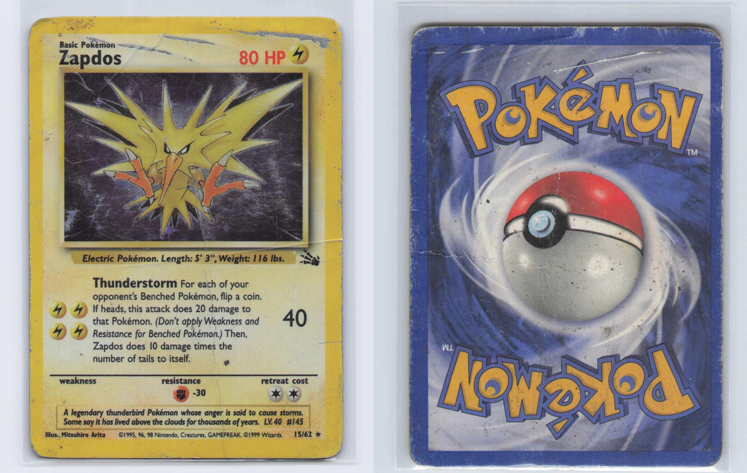 (#15/62) Zapdos - Unlimited Holo [Fossil]