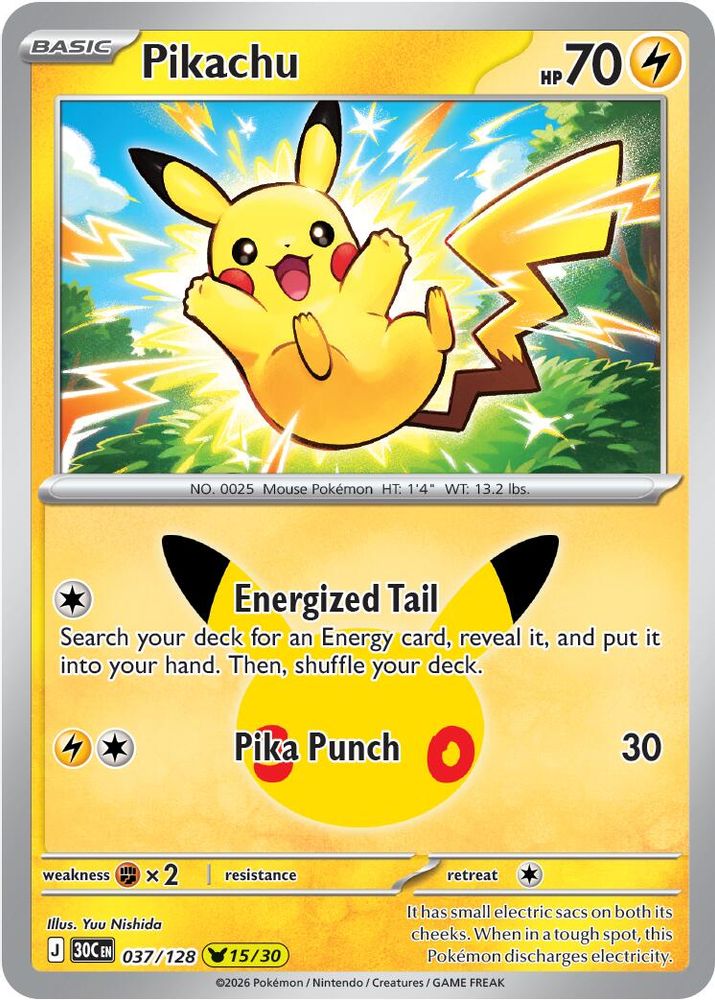 (#037/128) Pikachu - Holo [ME: 30th Celebration]