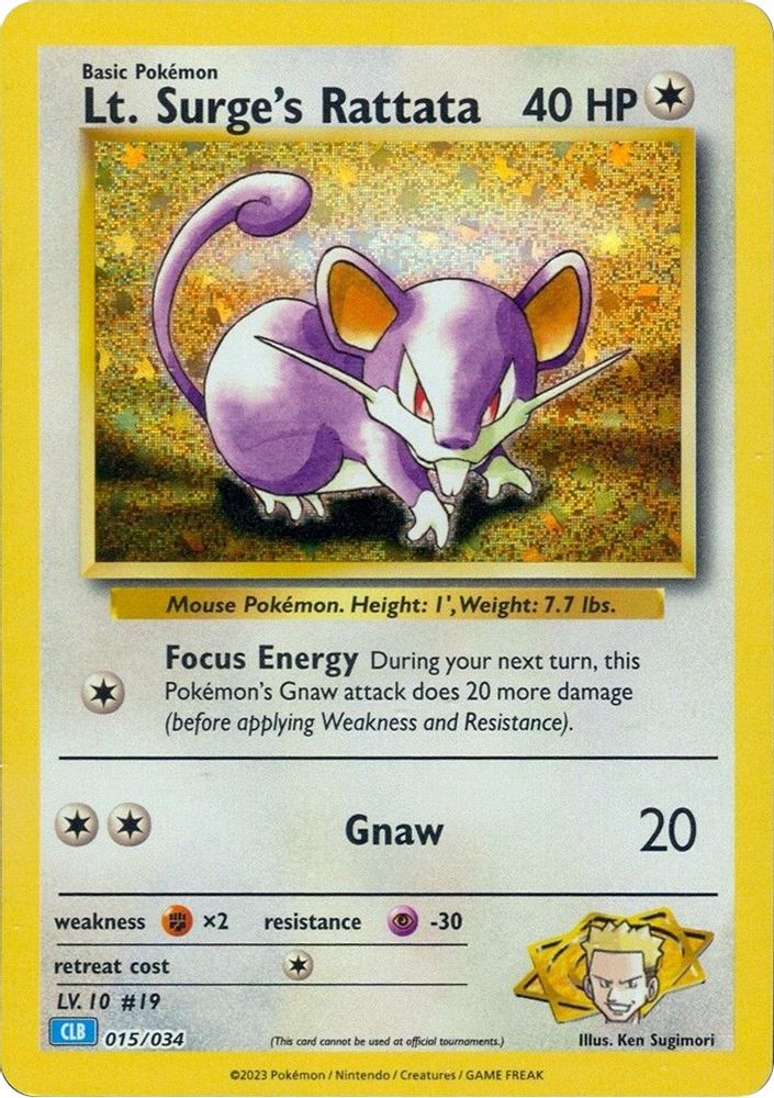 (#015/034) Lt. Surge's Rattata - Holo [Trading Card Game Classic]