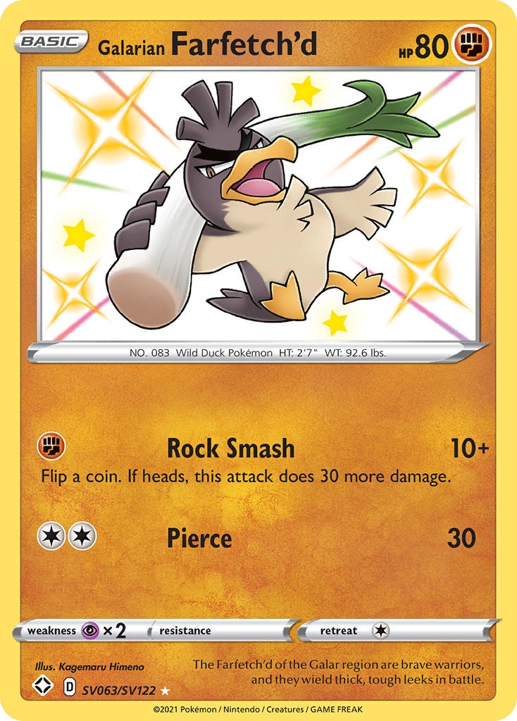 (#SV063/SV122) Galarian Farfetch'd - Holo [Shining Fates Shiny Vault]
