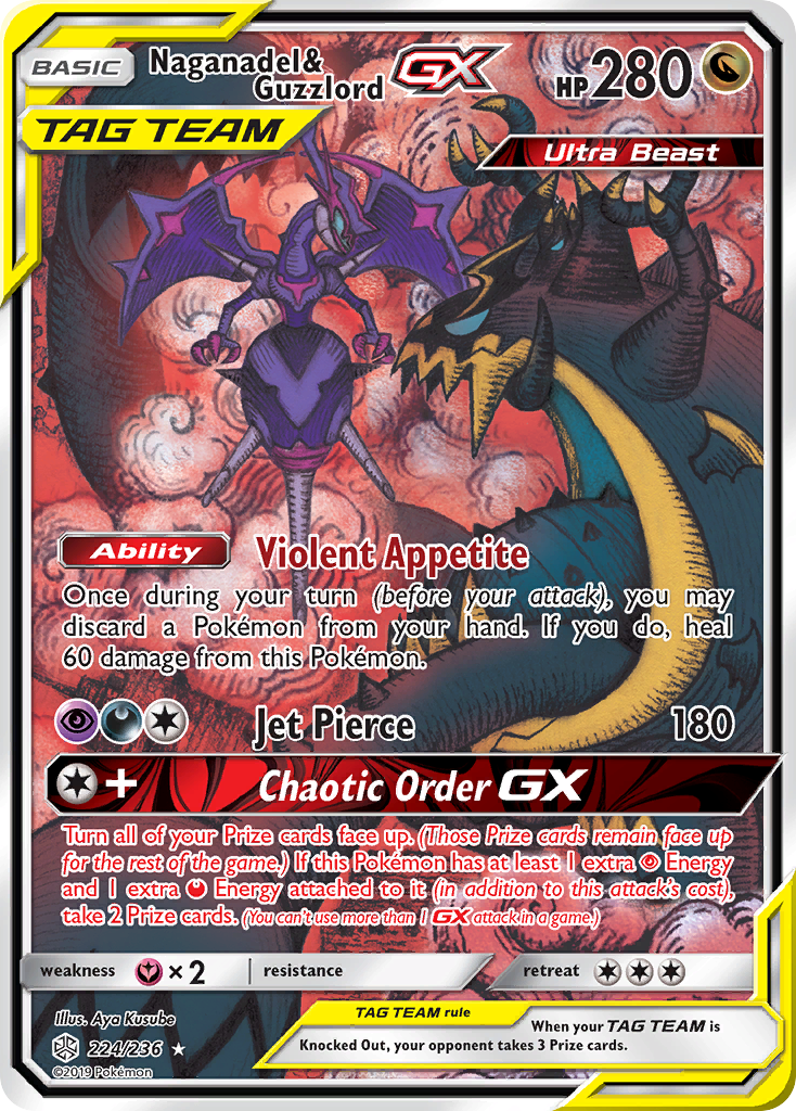 (#224/236) Naganadel & Guzzlord GX - Holo [Cosmic Eclipse]