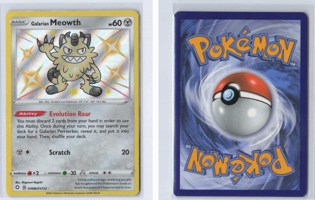 (#SV086/SV122) Galarian Meowth - Holo [Shining Fates Shiny Vault]