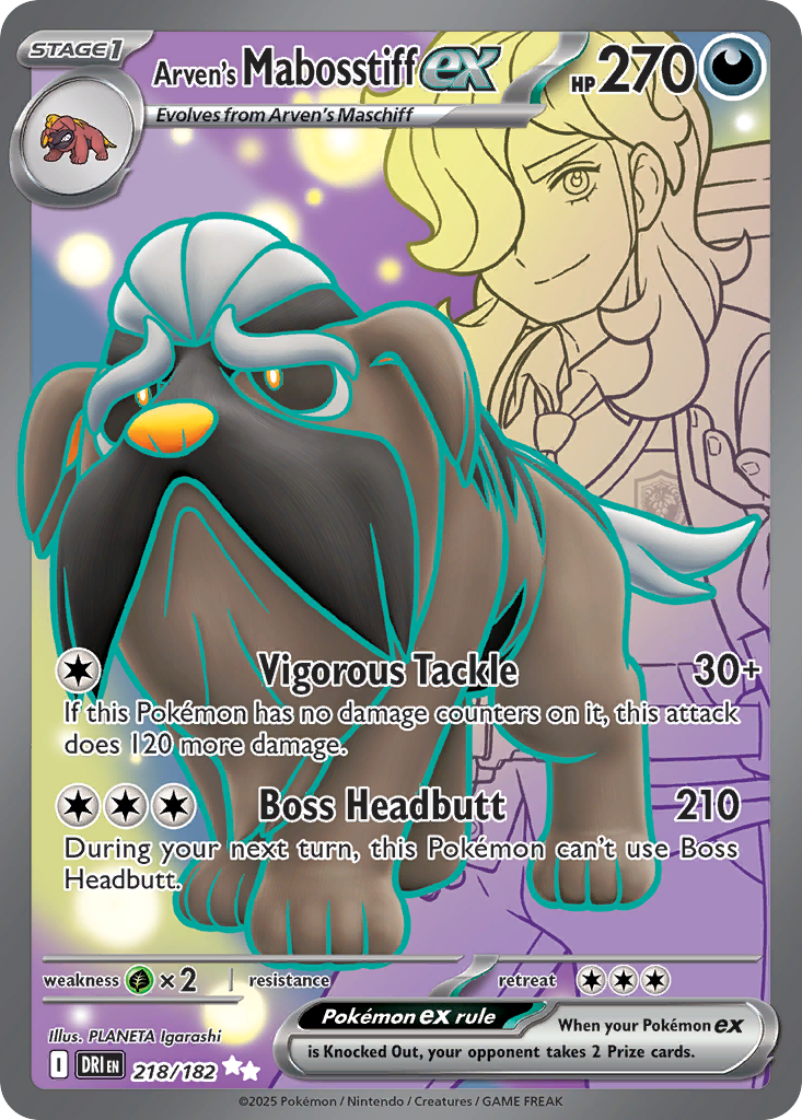 (#218/182) Arven's Mabosstiff ex - Holo [Destined Rivals]