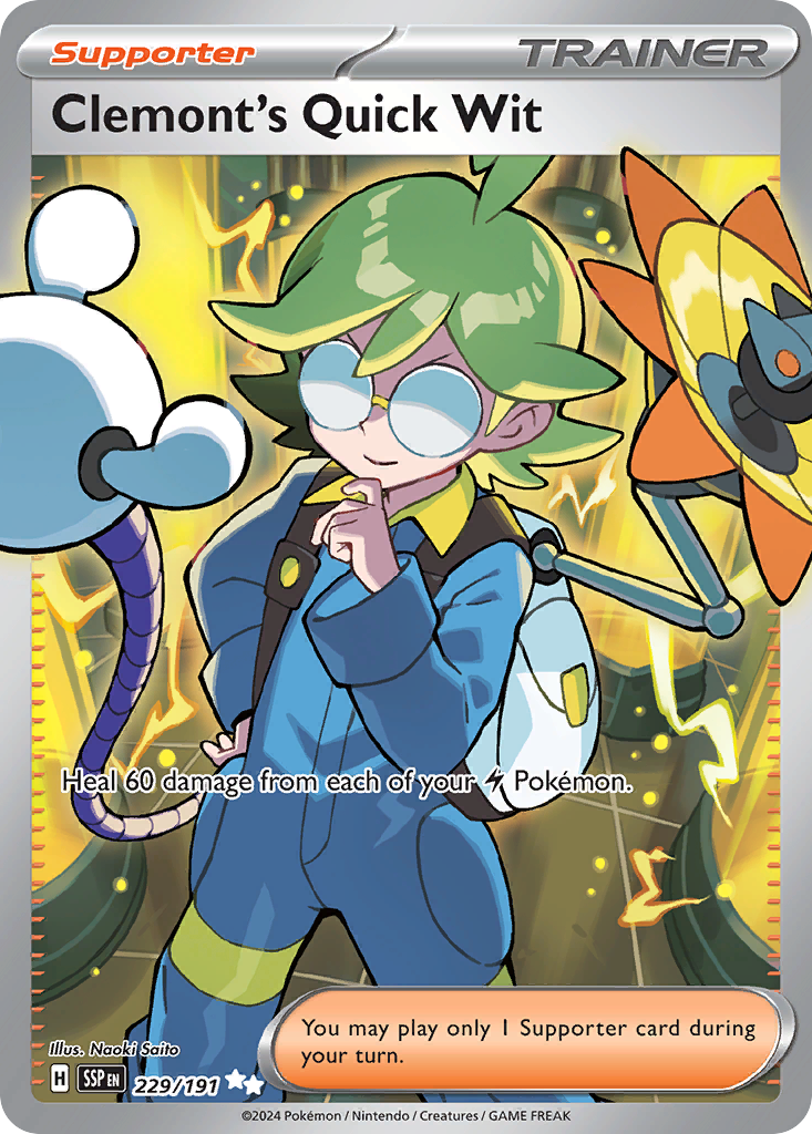 (#229/191) Clemont's Quick Wit - Holo [Surging Sparks]