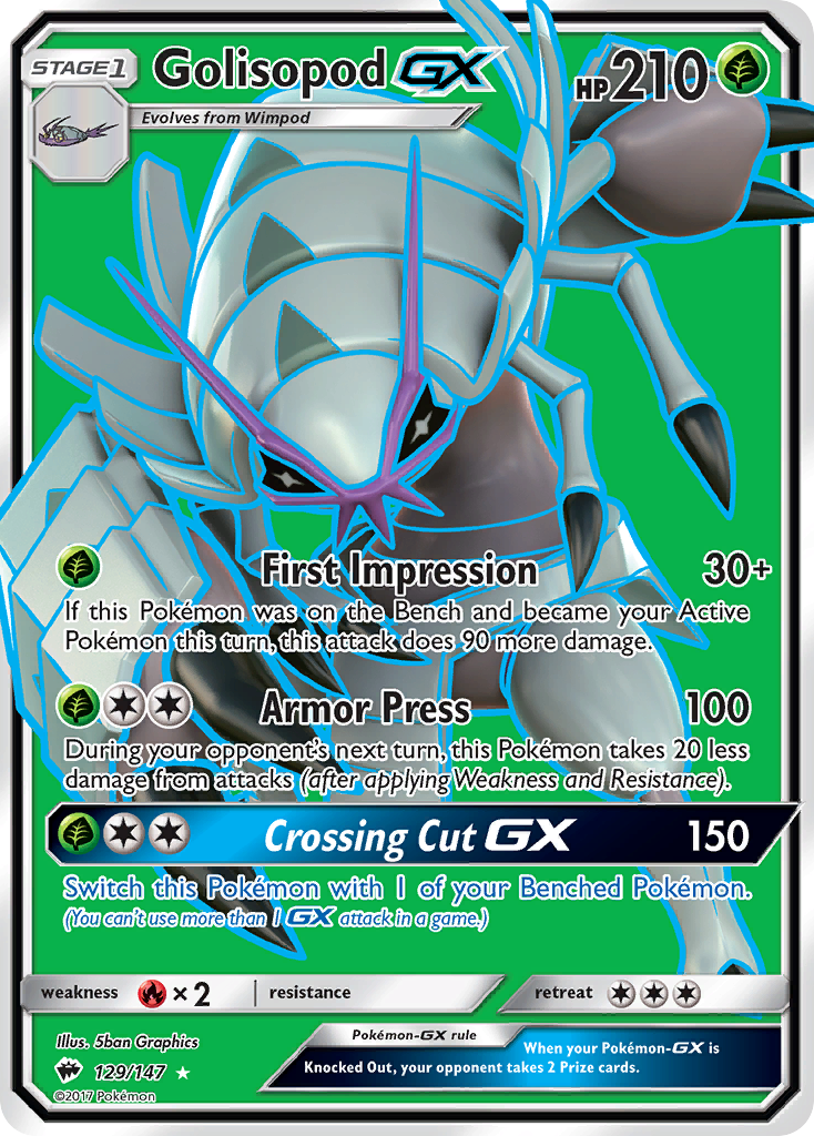 (#129/147) Golisopod GX - Holo [Burning Shadows]
