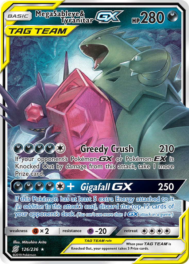 (#126/236) Mega Sableye & Tyranitar GX - Holo [Unified Minds]