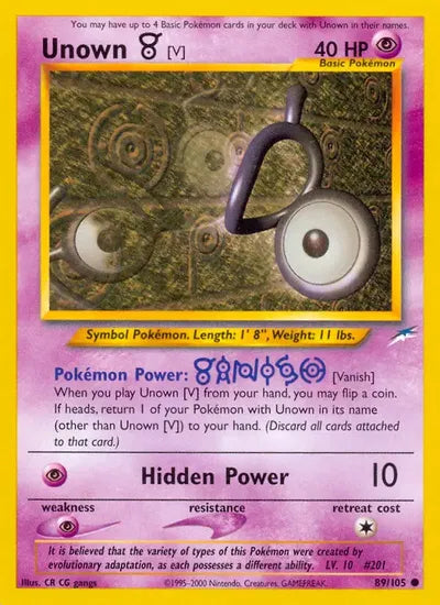 (#89/105) Unown [V] - Unlimited [Neo Destiny]