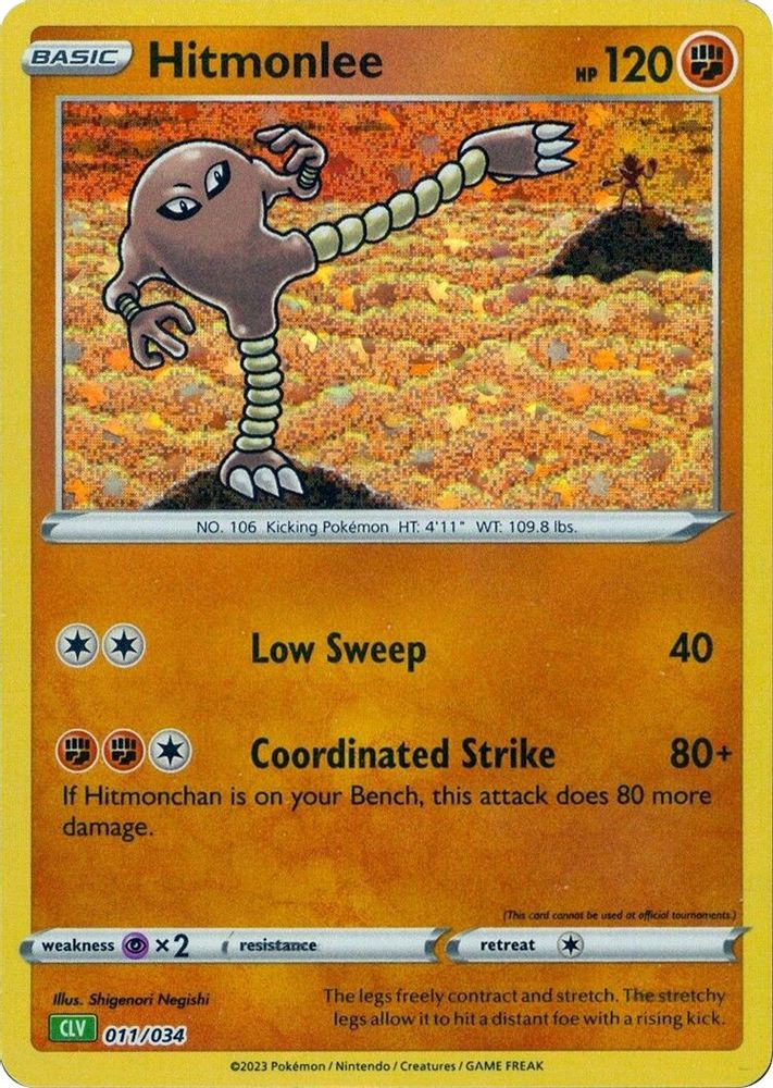 (#011/034) Hitmonlee - Holo [Trading Card Game Classic]