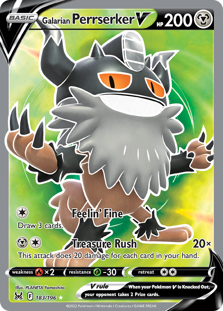(#183/196) Galarian Perrserker V - Holo [Lost Origin]