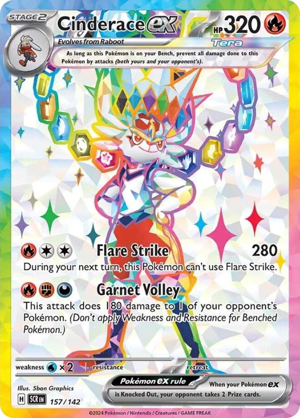 (#157/142) Cinderace ex - Holo [Stellar Crown]