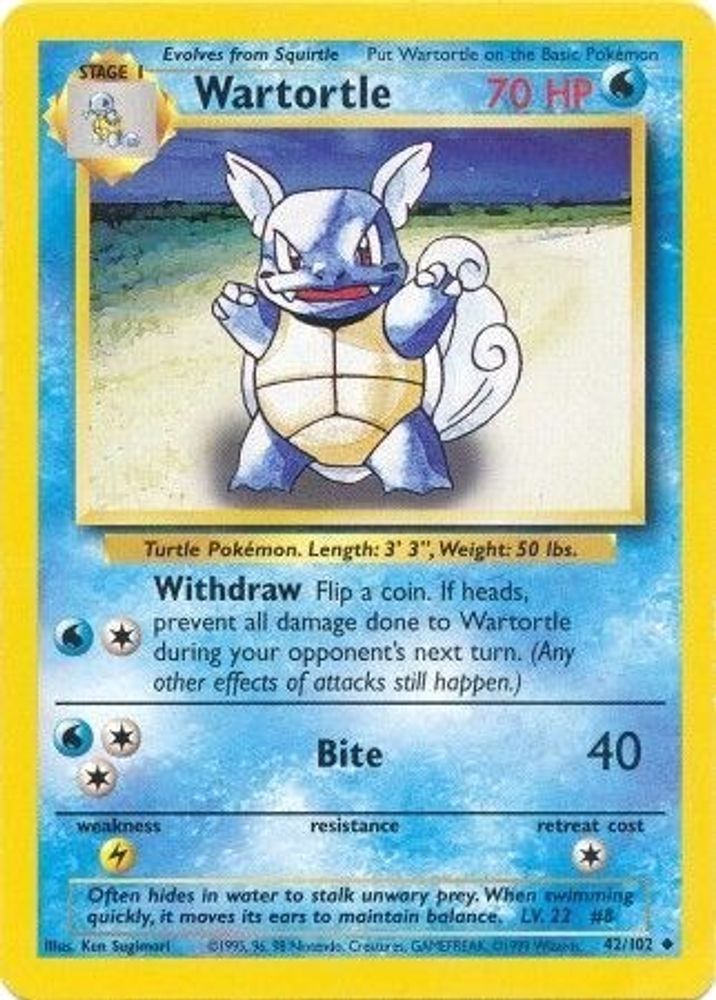 (#42/102) Wartortle - Normal [Base Set Unlimited]