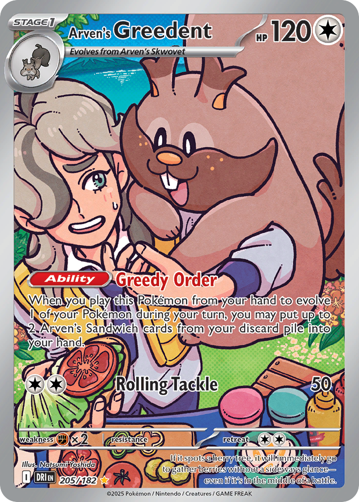 (#205/182) Arven's Greedent - Holo [Destined Rivals]