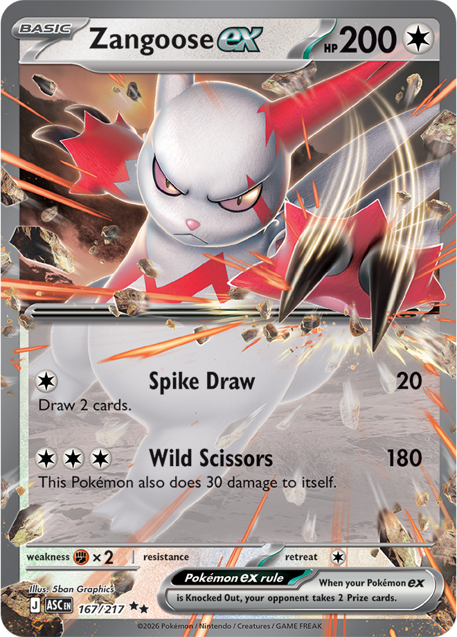 (#167/217) Zangoose ex [Mega Evolutions: Ascended Heroes]