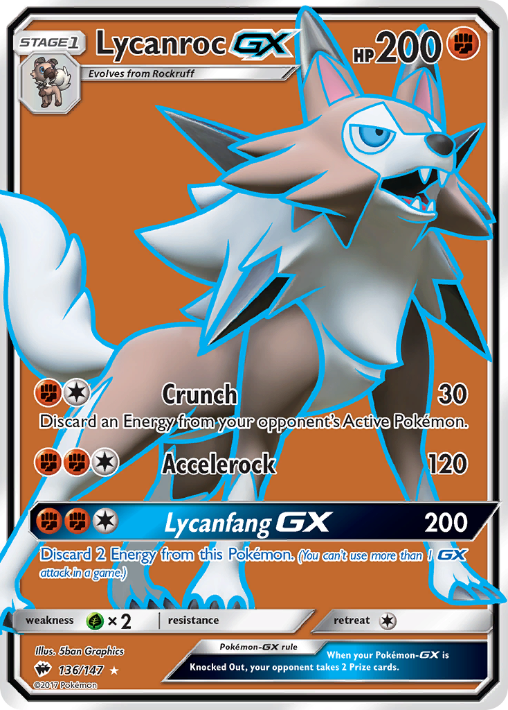 (#136/147) Lycanroc GX - Holo [Burning Shadows]